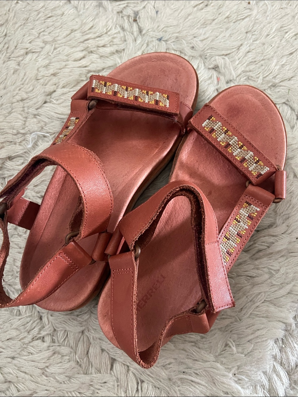 Merrill Women's woven Rust Leather Sport Sandals -